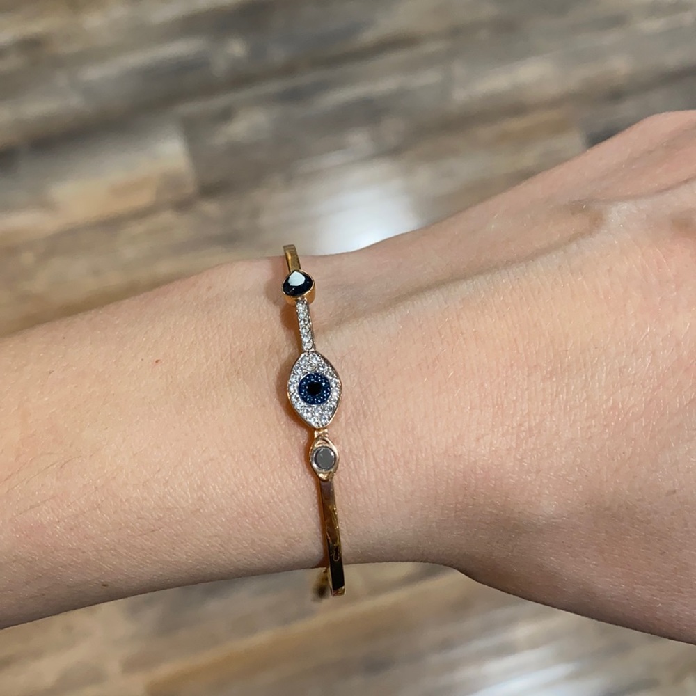 Swarovski rose gold evil eye bracelet.
